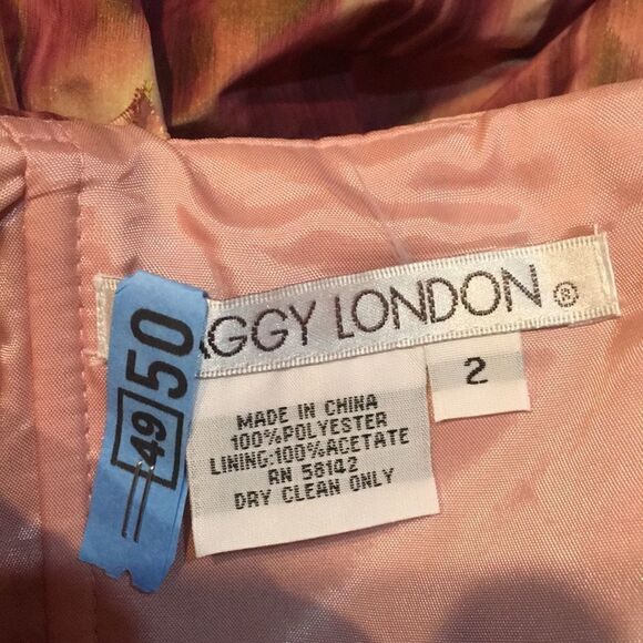 Maggy London One shoulder Ruffle  full pink print dress 2 - Picture 7 of 10